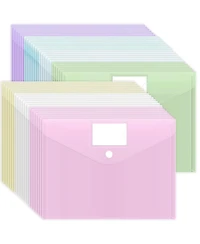 Gnuadz Plastic Envelopes File Folders Hook Loop Closure Label Pocket A4 School Office
