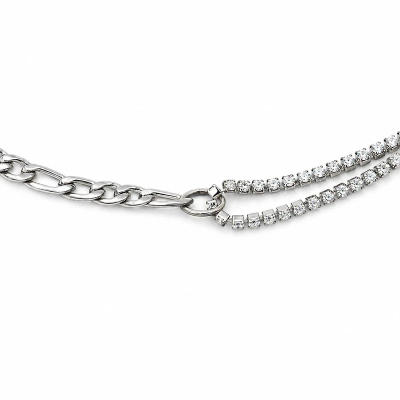 Rebl Jewelry Silver Cz Chain Necklace