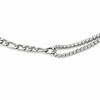 Rebl Jewelry Silver Cz Chain Necklace