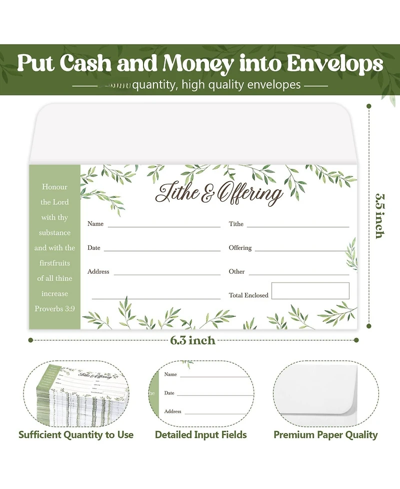 Gnuadz Church Offering Envelopes Tithes and Donations Botanical Design