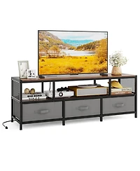 Gymax Tv Stand for TVs with Power Outlets Usb Charging Open Shelf