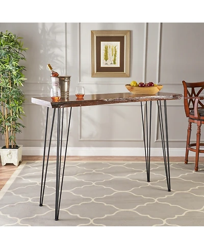 flynama Faux Live Edge Industrial Bar Table with Hairpin Legs