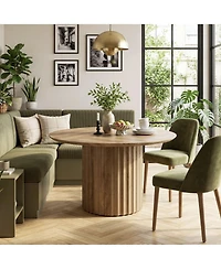 Tribesigns 47 Inch Round Dining Table, Modern Farmhouse Kitchen Table with Fluted Pedestal Base, Circle Dinner Table