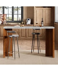 homfan Counter Height Bar Table for 4-6, 55 In Rectangular Pub Table with Faux Marble Top