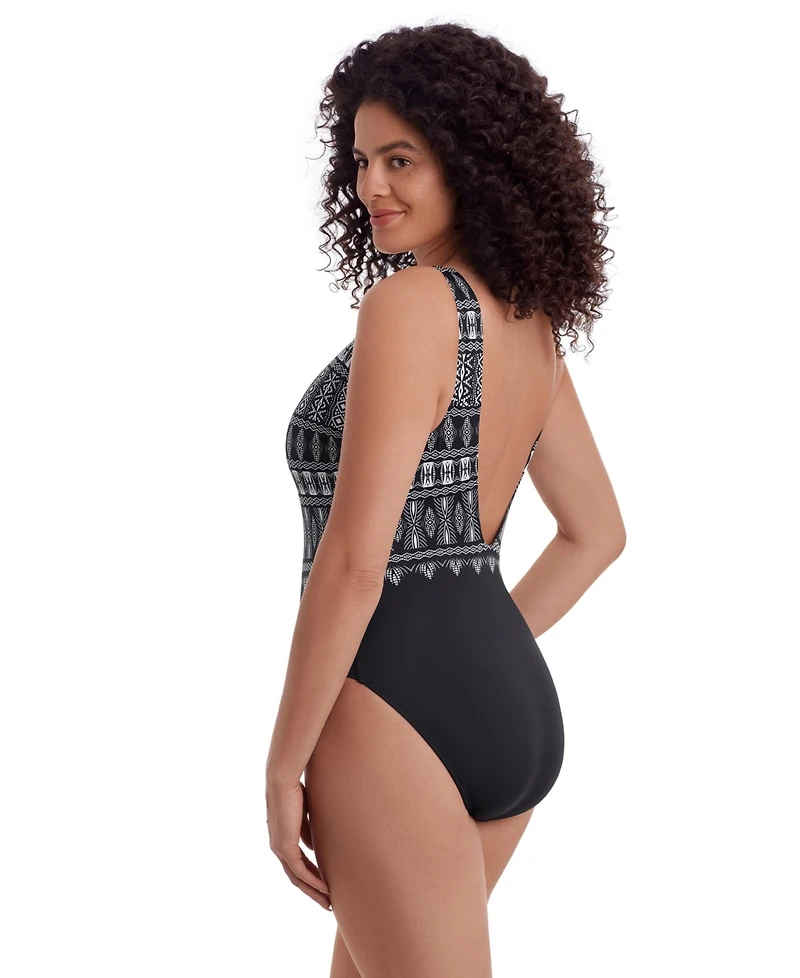 Longitude by Mimi Flamingo Women's Just Shine Scoopback Highneck Modern Leg One Piece Swimsuit
