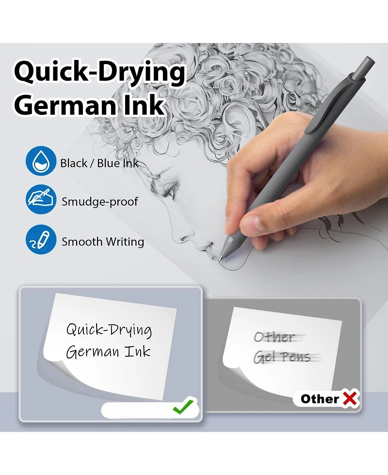 Gnuadz Pens Bulk 52 Pack Retractable Ballpoint Smooth Writing Quick Drying