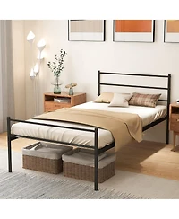 Gymax Twin Size Metal Bed Frame Platform Mattress Foundation With Headboard