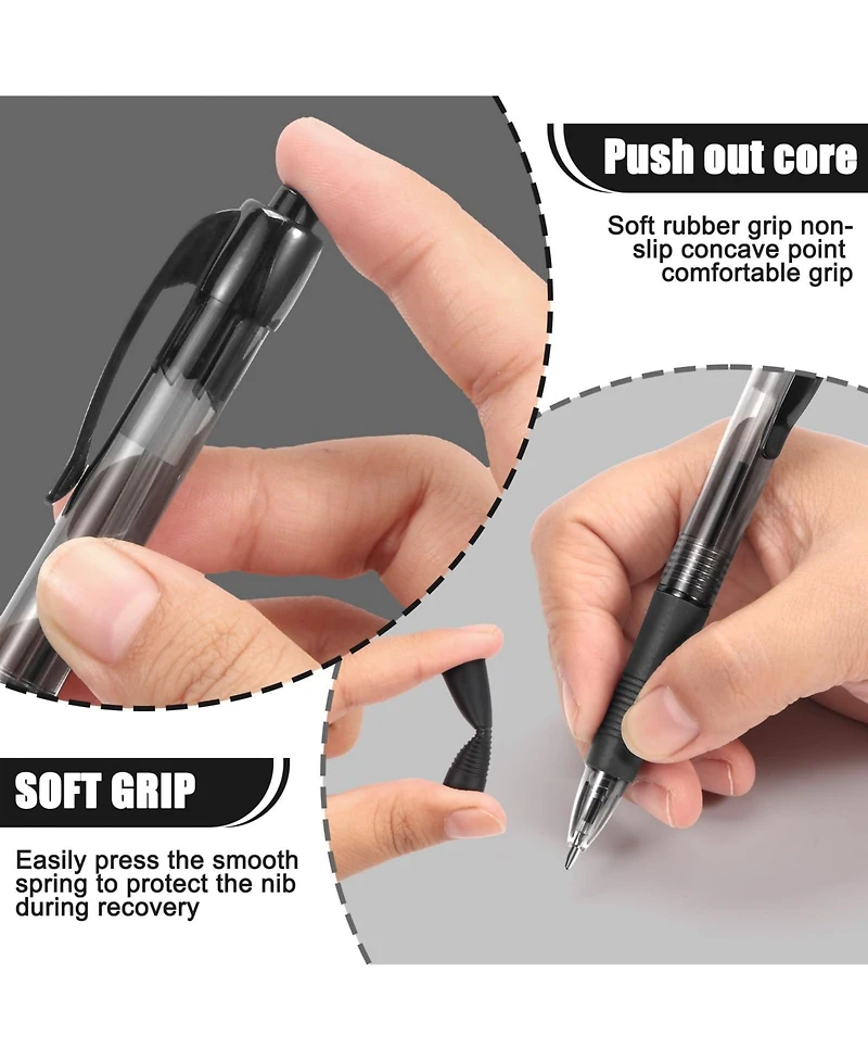 Gnuadz Retractable Ballpoint Pens Soft Grip Ink Click Medium Point Smooth Writing Office School Bulk Pack 50