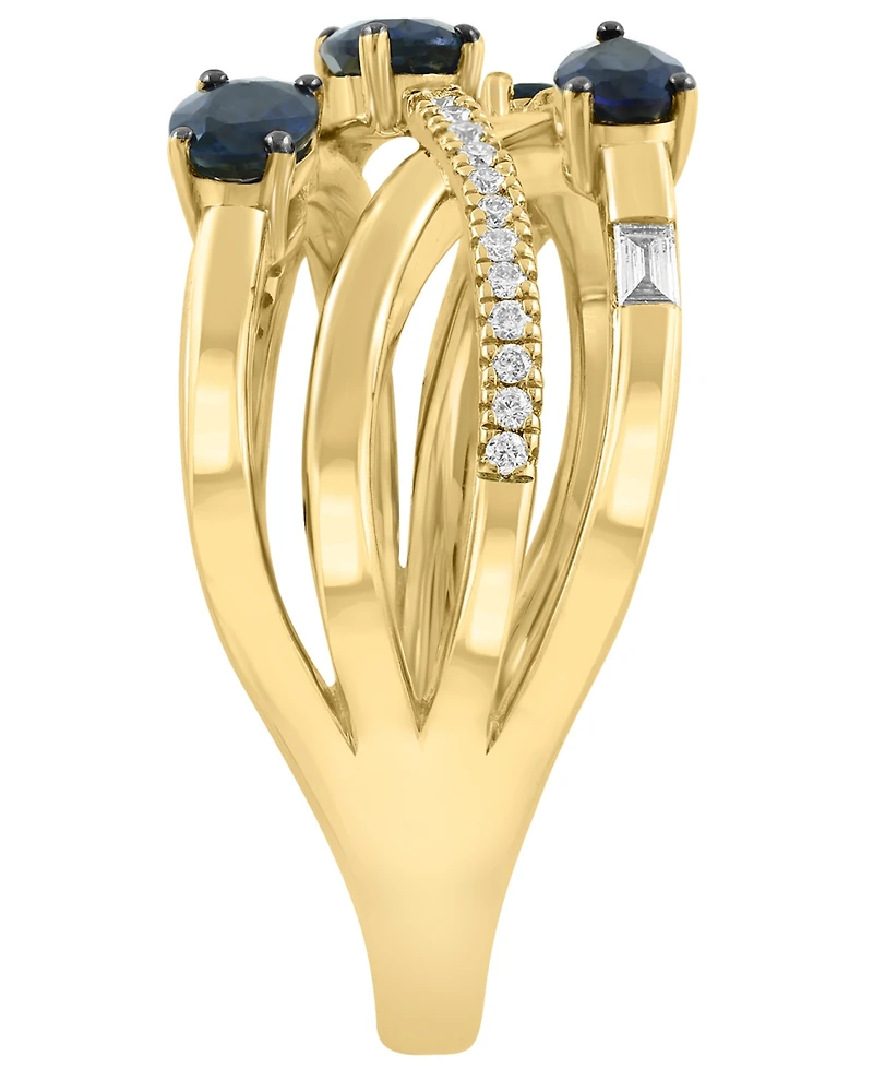 Effy Collection Sapphire (3/4 ct. t.w.) & Diamond (1/6 ct. t.w.) Ring in 14k Yellow Gold