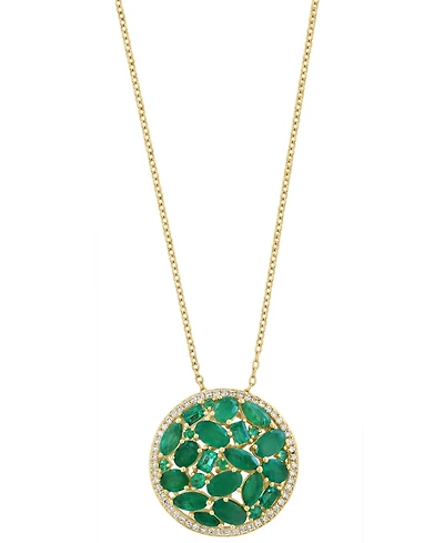 Effy Collection Emerald (2-7/8 ct. t.w.) & Diamond (1/6 ct. t.w.) Pendant Necklace in 14k Yellow Gold