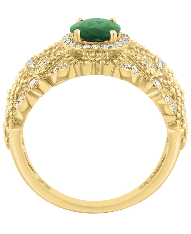 Effy Collection Emerald (1-1/6 ct. t.w.) & Diamond (1/4 ct. t.w.) Ring in 14k Yellow Gold