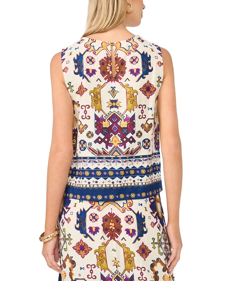 Vince Camuto Women's Crewneck Sleeveless Bust Dart Blouse