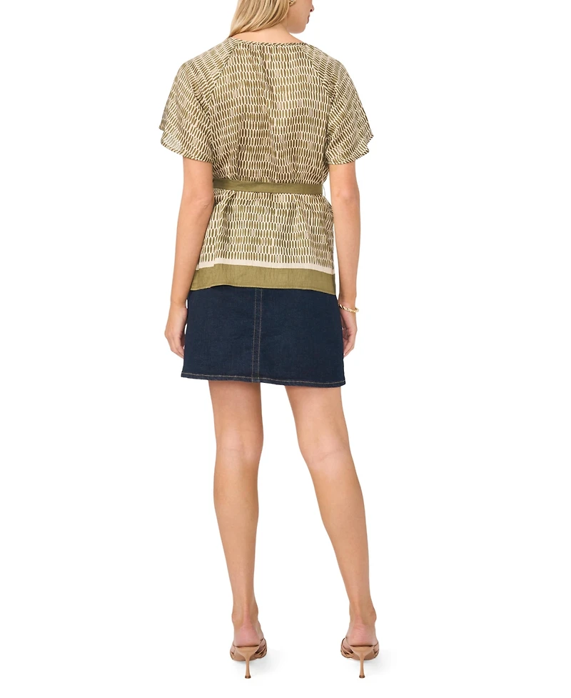 Vince Camuto Women's Flutter-Sleeve Belted Blouse