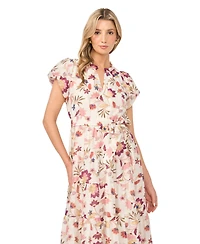 Vince Camuto Women's V-Neck Puff-Sleeve Midi Dress
