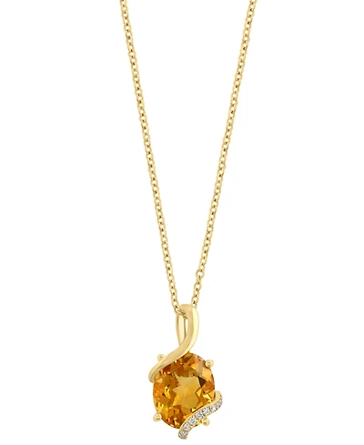 Effy Collection Citrine (1-7/8 ct. t.w.) & Diamond (1/20 ct. t.w.) Pendant Necklace in 14k Yellow Gold