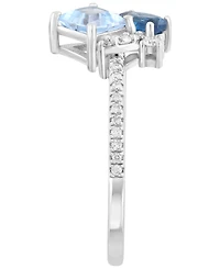 Effy Collection London Blue Topaz (1/4 ct. t.w.), Sky Blue Topaz (1/2 ct. t.w.) & Diamond (1/10 ct. t.w.) Ring in 14k White Gold