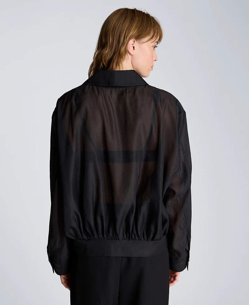 Kenneth Cole Women's Collared Neck Bomber Jacket