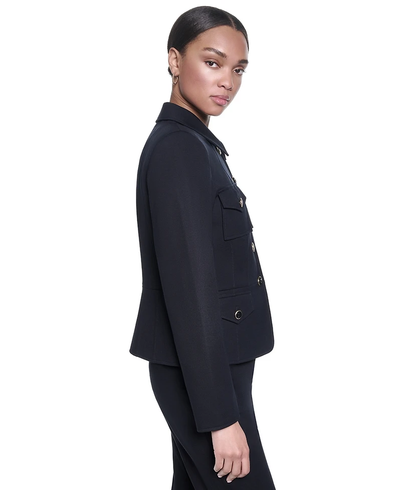 Karl Lagerfeld Paris Women's Cropped Collared Neck Jacket