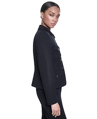 Karl Lagerfeld Paris Women's Cropped Collared Neck Jacket