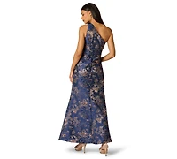 Adrianna Papell Petite One-Shoulder Side-Slit Gown