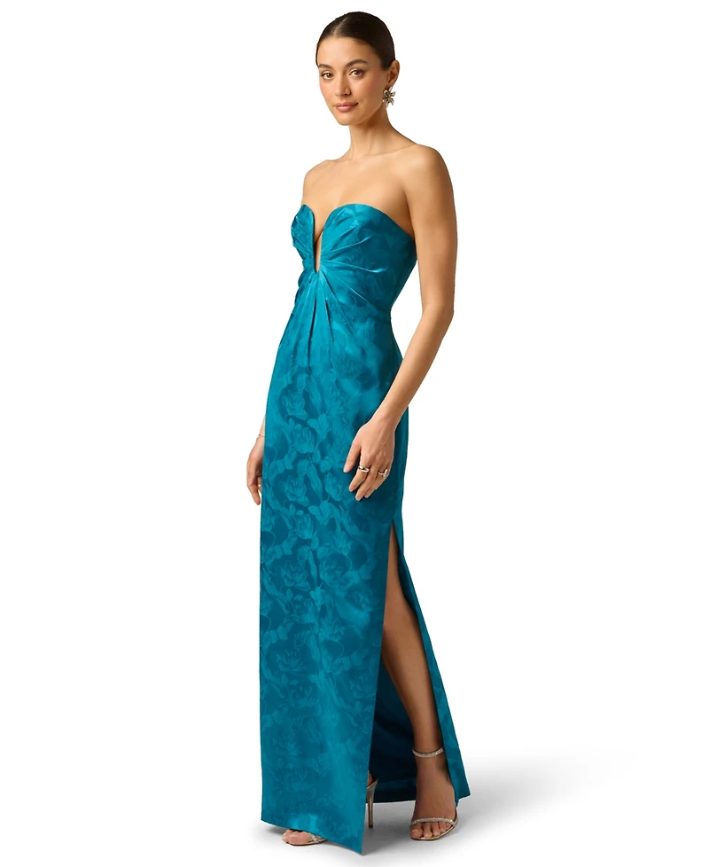 Adrianna Women's Printed Strapless Pleated Dress
