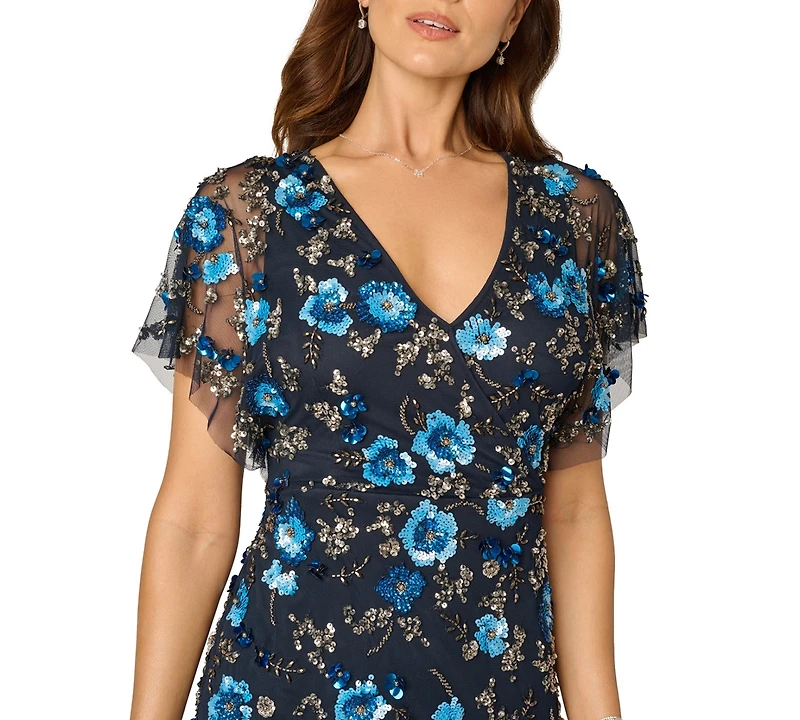 Adrianna Papell Women's Beaded Mesh Column Dress
