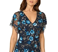 Adrianna Papell Women's Beaded Mesh Column Dress