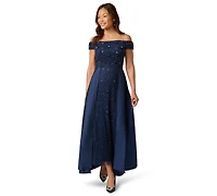 Adrianna Papell Women's Beaded Taffeta Overlay Ball Gown