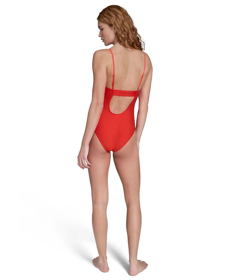 Calvin Klein Women's V-Neck One-Piece Swimsuit