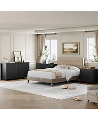 homfan 5 Drawer Dresser for Bedroom, 45'' Tall Dresser, Chest of Drawers, Wooden Dressers with Clothes Storage Cabinet Bedroom