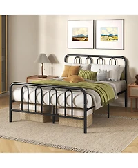 Gymax Stylish Full Size Metal Bed Frame Platform Bed Base With Headboard and Footboard