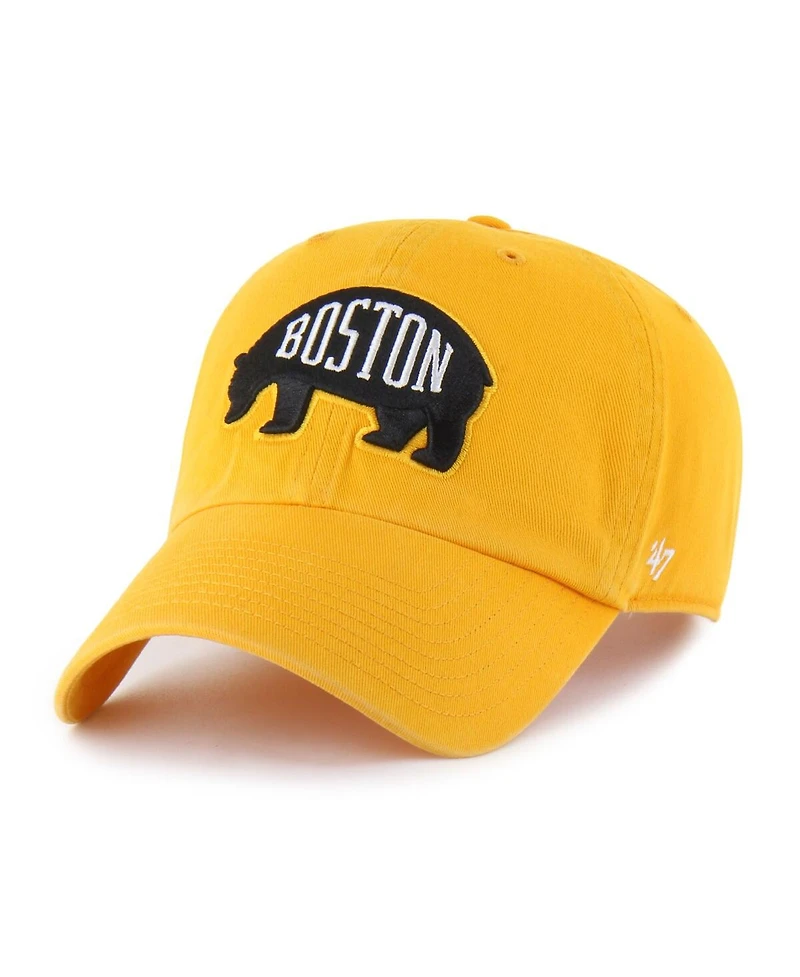 '47 Brand Men's Gold Boston Bruins Core Logo Clean Up Adjustable Hat