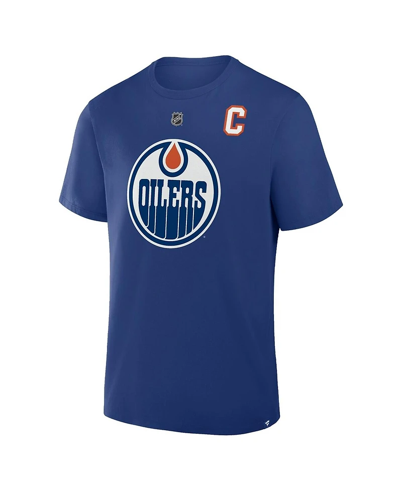 Fanatics Men's Connor McDavid Royal Edmonton Oilers Authentic Stack Name & Number T-Shirt