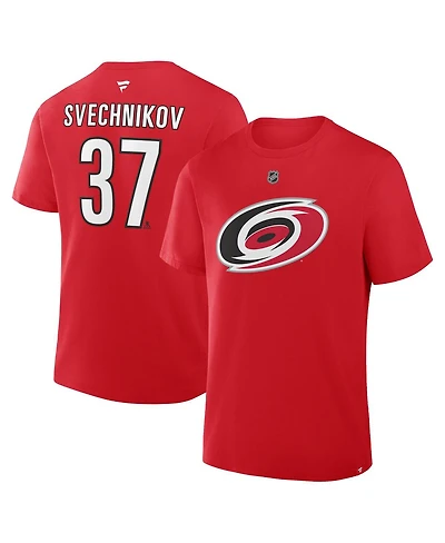 Fanatics Men's Andrei Svechnikov Red Carolina Hurricanes Authentic Stack Name & Number T-Shirt