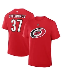 Fanatics Men's Andrei Svechnikov Red Carolina Hurricanes Authentic Stack Name & Number T-Shirt