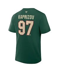 Fanatics Men's Kirill Kaprizov Green Minnesota Wild Authentic Stack Name & Number T-Shirt