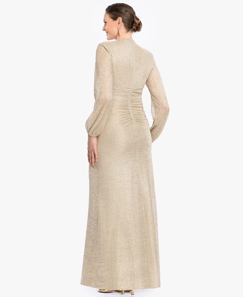 Betsy & Adam Petite Bell Long-Sleeve Gown