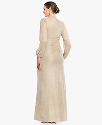 Betsy & Adam Petite Bell Long-Sleeve Gown