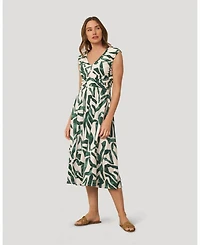 Cable & Gauge Women's Shirred Printed Midi Dress