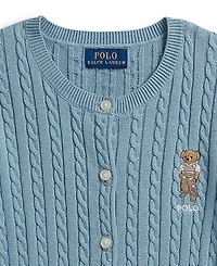 Polo Ralph Lauren Girls' 7-16 Bear Mini-Cable Cardigan Sweater
