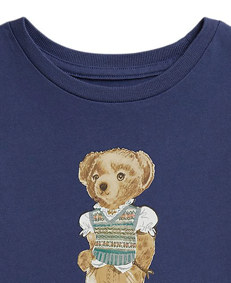 Polo Ralph Lauren Girls' 2T-6X Bear Tiered Short-Sleeve Jersey Dress