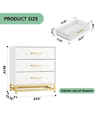 homfan Modern 3 Drawer Dresser for Bedroom - Slim Space-Saving Chest, Durable Wood, Soft-Close Drawers, Handles, Anti-Tip Kit, Easy Assembly
