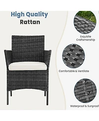 Yiortwo 3 Piece Patio Furniture Set Rattan Outdoor Chair with Cushions