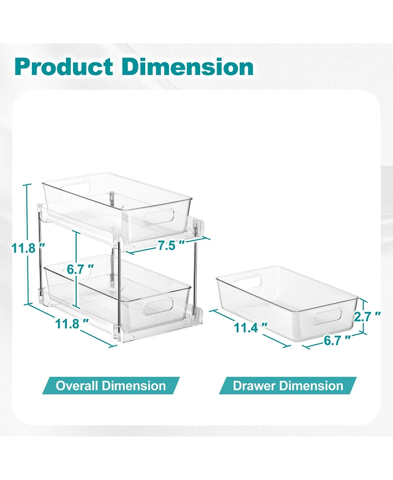 Sorbus 2 Pack 2-Tier Pull-Out Office Storage Organizers for Desk and Office Supply Organization