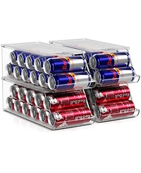 Sorbus 4 Pack Stackable Slim Can Holder Dispenser with Lid for Fridge, Pantry, Freezer