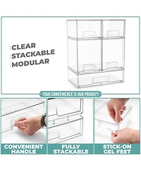 Sorbus 5 Piece Clear Stackable Pull-Out Storage Organizer Bins for Baby Bottles, Bathroom, Kitchen and More