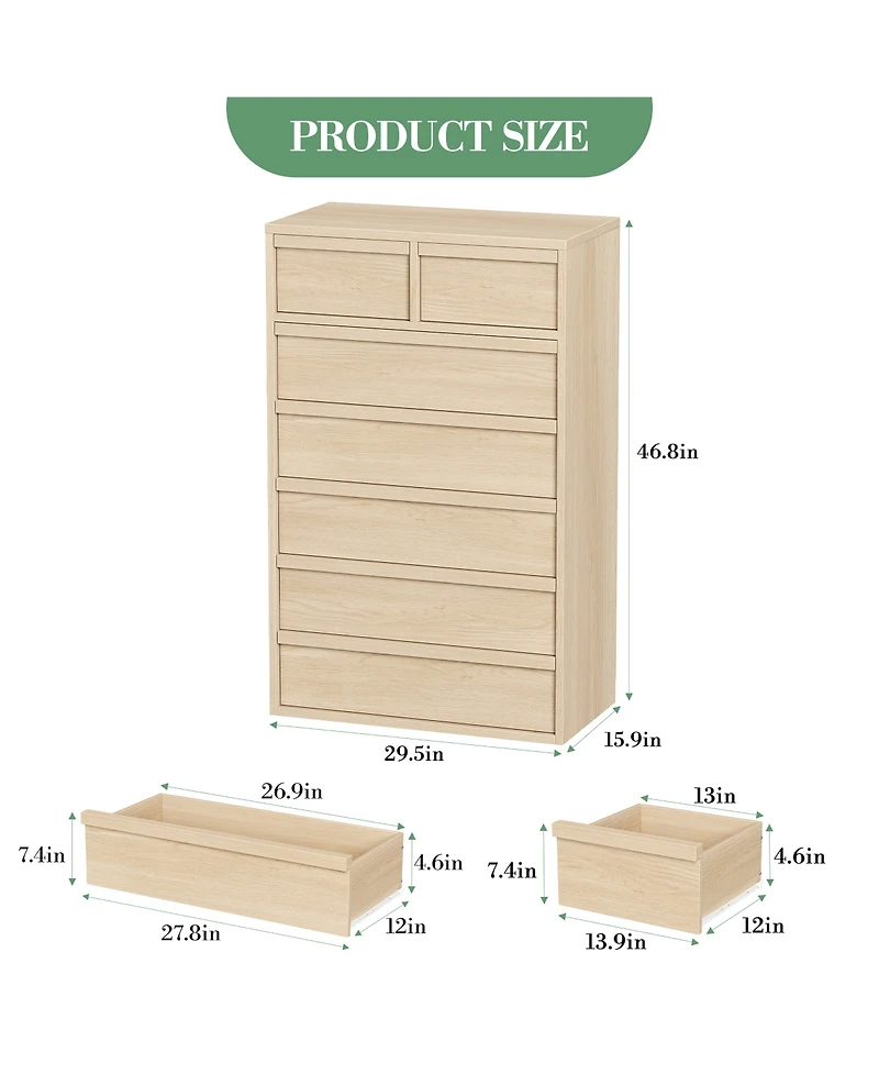 homfan 5 Drawer Dresser for Bedroom, Antique White Chest of Drawers 43" Tall with Large Storage Space, Modern Organizer Living Room