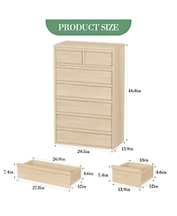 homfan 5 Drawer Dresser for Bedroom, Antique White Chest of Drawers 43" Tall with Large Storage Space, Modern Organizer Living Room