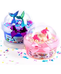ToysButty Finoclay Butter Slime kit, MicroWorld 2 Pack Clear and Fluffy Slime for Kids, Unicorn Mermaid Theme Party Favors with 6 Slime add ins