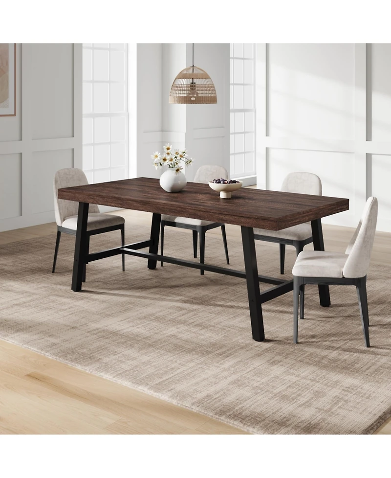 gaomon Dining Table for 6-8 People, Rectangular Wood Kitchen with Sturdy Metal Frame, Industrial Large Counter Dinner,
